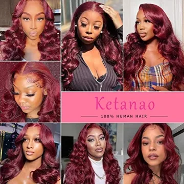Ketanao Burgundy Lace Front Wig 20 Inch Pre Plucked for Women