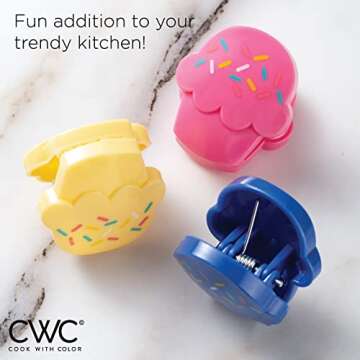 COOK WITH COLOR Cute Bag Clips - 10 Pc. Set of Funny Chip Clips and Snack Clips - Kitchen and Food B...