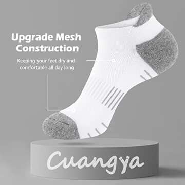 cuangya Ankle Socks Women Athletic No Show Compression Socks Running Hiking Cushioned 5-Pairs