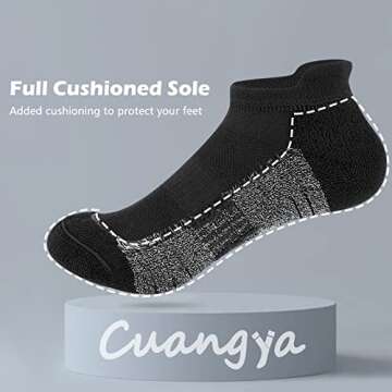 cuangya Ankle Socks Women Athletic No Show Compression Socks Running Hiking Cushioned 5-Pairs