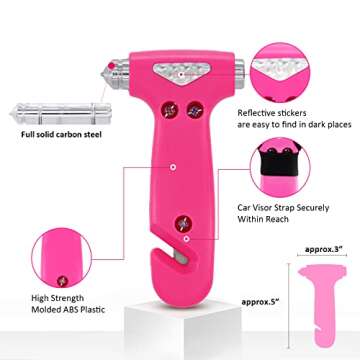 ZEN HON Pink Car Safety Hammer for Women - 3-in-1 Escape Tool