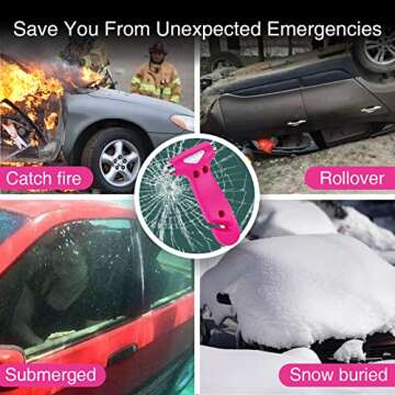 ZEN HON Pink Car Safety Hammer for Women - 3-in-1 Escape Tool