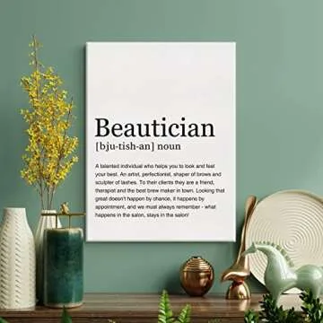 LEXSIVO Beautician Definition Print Canvas Wall Art Home Office Decor Modern Minimalist Painting 12x15 Canvas Salon Poster Framed Ready to Hang Beauty Room Artwork