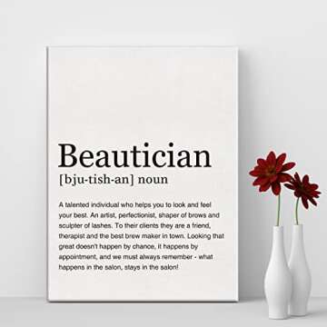 LEXSIVO Beautician Definition Print Canvas Wall Art Home Office Decor Modern Minimalist Painting 12x15 Canvas Salon Poster Framed Ready to Hang Beauty Room Artwork