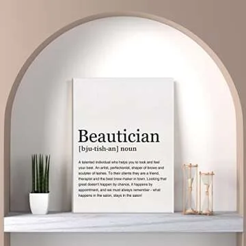 LEXSIVO Beautician Definition Print Canvas Wall Art Home Office Decor Modern Minimalist Painting 12x15 Canvas Salon Poster Framed Ready to Hang Beauty Room Artwork