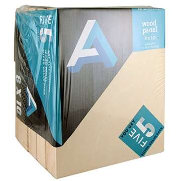 Art Alternatives Classic Wood Panel Value Pack of 5, Gallery, 1.5" Profile, 8" x 10" - Use for Paint...