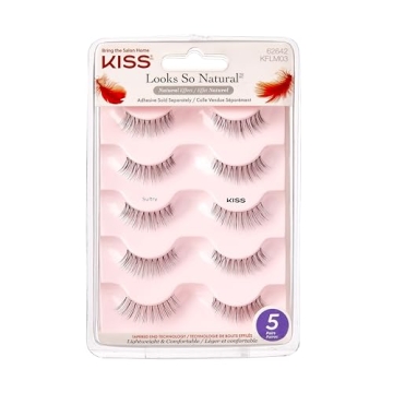 KISS Looks So Natural False Eyelashes - Sultry 12 mm, 5 Pairs, Easy to Apply