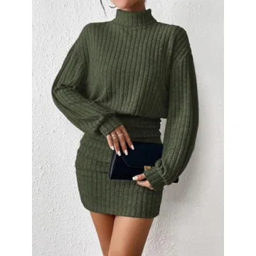 Chic Women's Sweater Dress Long Sleeve Turtleneck