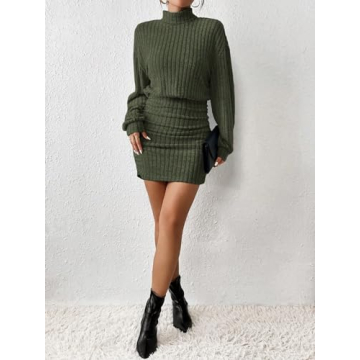 Chic Women's Sweater Dress Long Sleeve Turtleneck