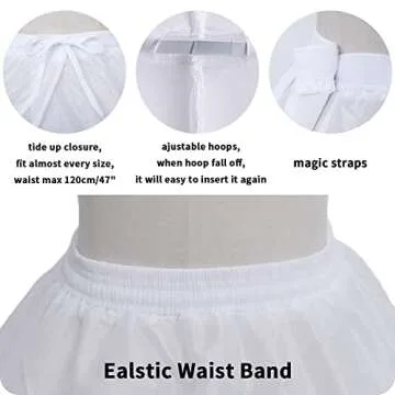 Women Crinoline Petticoat A-line 6 Hoop Skirt Slips Long Underskirt for Wedding Bridal Dress Ball Gown
