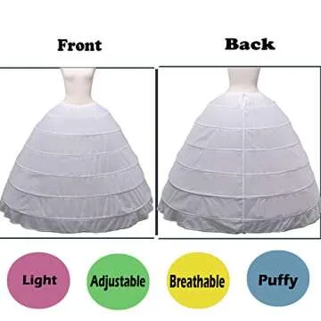 Women Crinoline Petticoat A-line 6 Hoop Skirt Slips Long Underskirt for Wedding Bridal Dress Ball Gown