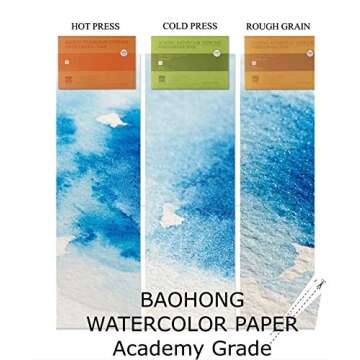 BAOHONG Academy Grade Watercolor Block, 100% Cotton, Acid-Free, 140LB/300GSM, Cold Press Textured, 2...