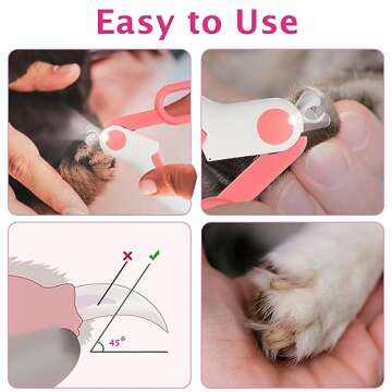 Small Animals Nail Clippers with LED Lights to Avoid Excessive Cutting and Razor Sharp Blades - Professional Claw Trimmer for Tiny Dog Cat Kitten Bunny Rabbit Bird Guinea Pigs Ferret Hamsters (Pink)