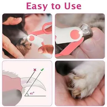 Small Animals Nail Clippers with LED Lights to Avoid Excessive Cutting and Razor Sharp Blades - Professional Claw Trimmer for Tiny Dog Cat Kitten Bunny Rabbit Bird Guinea Pigs Ferret Hamsters (Pink)