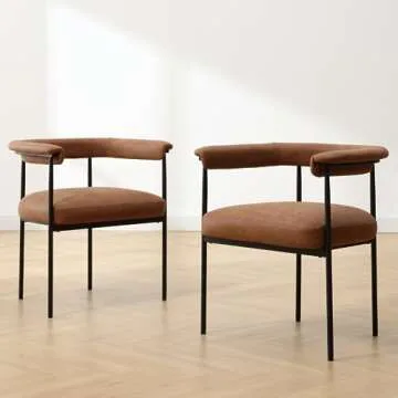 Ya-Home Modern Dining Chairs Set of 4, Upholstered PU Side Chair Armchair with Barrel Backrest Black...