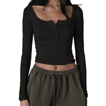 Versatile Women Ribbed Slim Shirt Top - Long Sleeve Crewneck for All Occasions