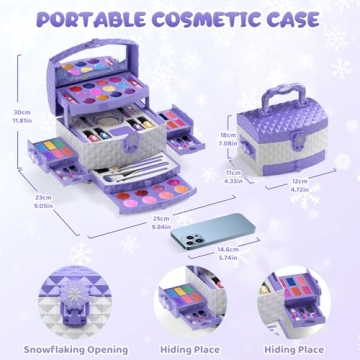 PERRYHOME Frozen Kids Makeup Set 56 Pcs Washable Non-Toxic