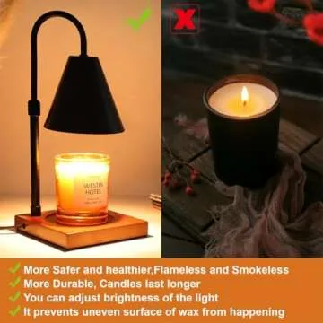 Candle Warmer Lamp with Timer, Electric Candle Lamp Warmer for Jar Candles, Gifts for Mom, Bedroom Home Decor Adjustable Height Dimmable Wax Melt Warmer Lamp for Scented Wax with 2 Bulbs, Black
