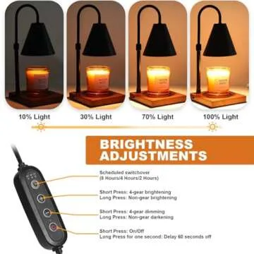 Candle Warmer Lamp with Timer, Electric Candle Lamp Warmer for Jar Candles, Gifts for Mom, Bedroom Home Decor Adjustable Height Dimmable Wax Melt Warmer Lamp for Scented Wax with 2 Bulbs, Black
