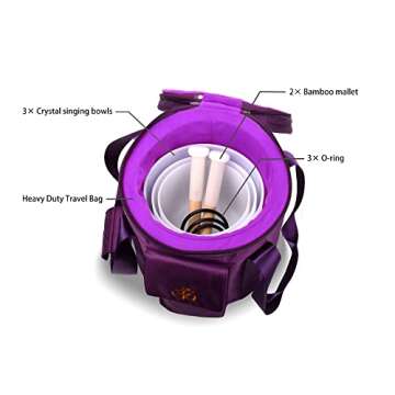 7inch 8inch 9inch Crystal singing bowls set sound bowl for healing Mindfulness, Meditation, Yoga, Spiritual and Body Healing Chakra Bowl (7C+8G+9E, 7inch+8inch+9inch with Travel bag)