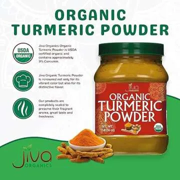 Organic Turmeric Powder 1 Pound Jar by Jiva Organics - 100% Raw with Curcumin - Lab Tested & Reports...