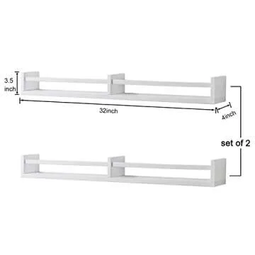 Austin Yan White Nursery Bookshelves - Set of 2 Wall Shelves