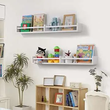 Austin Yan White Nursery Bookshelves - Set of 2 Wall Shelves