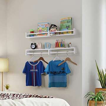 Austin Yan White Nursery Bookshelves - Set of 2 Wall Shelves