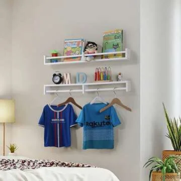 Austin Yan White Nursery Bookshelves - Set of 2 Wall Shelves