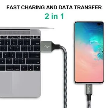 etguuds 6ft USB A to USB C Cable 3A Fast Charging, 2-Pack USB A to USB Type C Charger Cord for iPhone 16 15 Pro/Pro Max/Plus, for Samsung Galaxy S24 S23 S22 S21 S20 S10 A55 A54 Flip Note, Moto, Gray