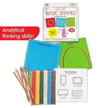 Wikki Stix Basic Shapes Kit Helps Kids Learn Individual Shapes and How to Combine Shapes with Colorful, Hands-on Fun Activities, Made in The USA