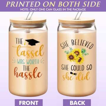 Graduation Gifts for Her 2024, Cool High School College Graduation Gifts, Best Master Degree Grad Gifts Box, Congratulations Gifts for Graduates Girls Women Daughter Friend Nurse w/ 16Oz Can Glass Cup