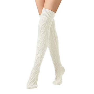 Women's Cable Knitted Thigh High Socks | Extra Long Winter Stockings