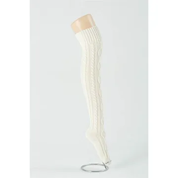 Stylish Women's Cable Knitted Thigh High Socks for Winter