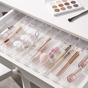 STORi Clear Plastic Drawer Organizers 9" x 2" x 2" l Set of 9