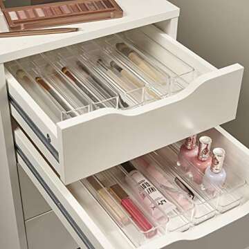 STORi Clear Plastic Drawer Organizers 9" x 2" x 2" l Set of 9