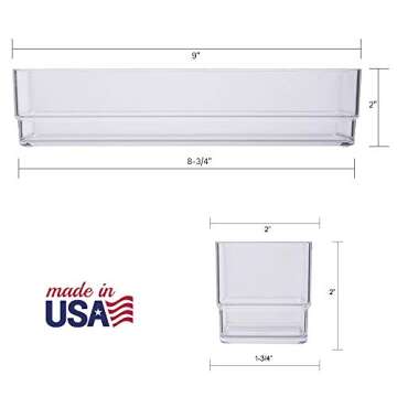STORi Clear Plastic Drawer Organizers 9" x 2" x 2" l Set of 9