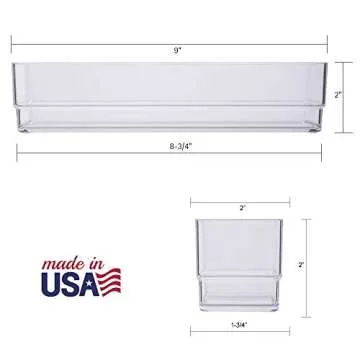 STORi Clear Plastic Drawer Organizers 9" x 2" x 2" l Set of 9