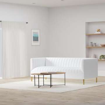 Modway EEI-4132-WHI Shift Channel Tufted Performance Velvet Sofa, White