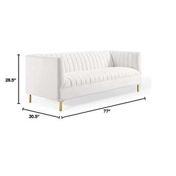 Modway EEI-4132-WHI Shift Channel Tufted Performance Velvet Sofa, White