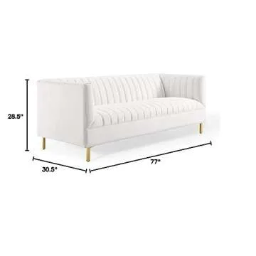 Modway EEI-4132-WHI Shift Channel Tufted Performance Velvet Sofa, White