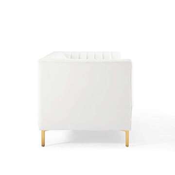 Modway EEI-4132-WHI Shift Channel Tufted Performance Velvet Sofa, White