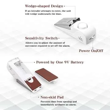 EMDMAK Door Stop Alarm with Loud 120DB Siren for Home & Travel (Pack of 2)