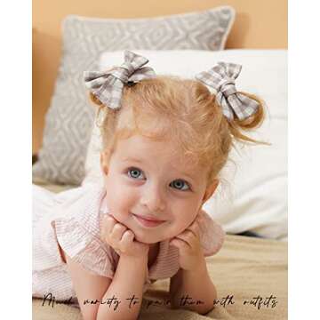 Jollybows 20PCS 3.5 Inches Baby Girls Linen Hair Bows Clips 10 Colors Fully Lined Hair Barrettes Acc...