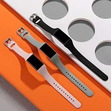 GEAK Compatible with Fitbit Charge 3 Bands/fitbit Charge 4 bands for Women, Slim Soft Silicon Replacement Bands for Fitbit Charge 3/Charge 3 SE/Charge 4 Bands Women Men, Small Black/Gray/Sand Pink