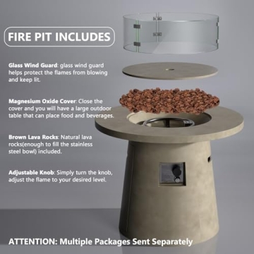 COSIEST Round Fire Pit: 40,000 BTU Outdoor Table