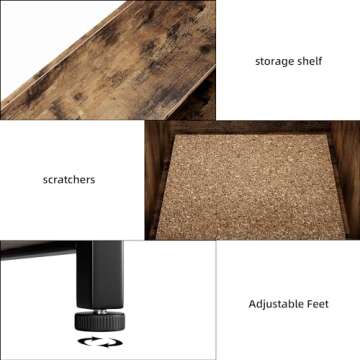 Litter Box Enclosure, Cat Litter Box Furniture with Removable Divider, Large Hidden Litter Box Furniture, Wooden Cat House, End Side Table, Rustic Brown