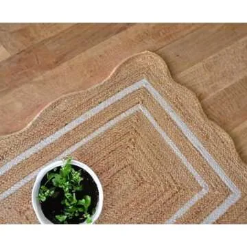 Handwoven Scalloped Jute Rug, Eco-friendly & Versatile