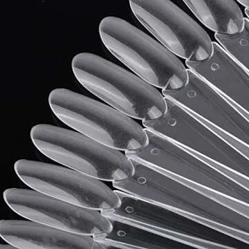 200 Pcs Oval Nail Swatch Sticks Fan-shaped Nail Polish Sample Sticks with Metal Split Ring for Nail ...