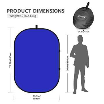 NEEWER Chromakey Backdrops, Double-Sided Blue and Grey Screen, 2 in 1 Foldable and Reversible Background for Photography, Gaming and Live Streaming, 5 x 6.6 inches/1.5 m x 2 m (Blue/Grey)